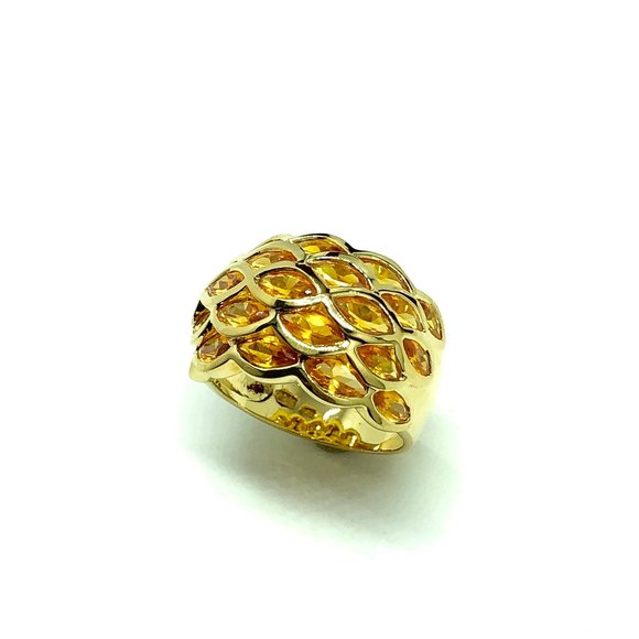Sunny Day! Gold Sterling Silver Citrine Gemstone Wide Band Ring | Womens Jewelry - Picture 4 of 5